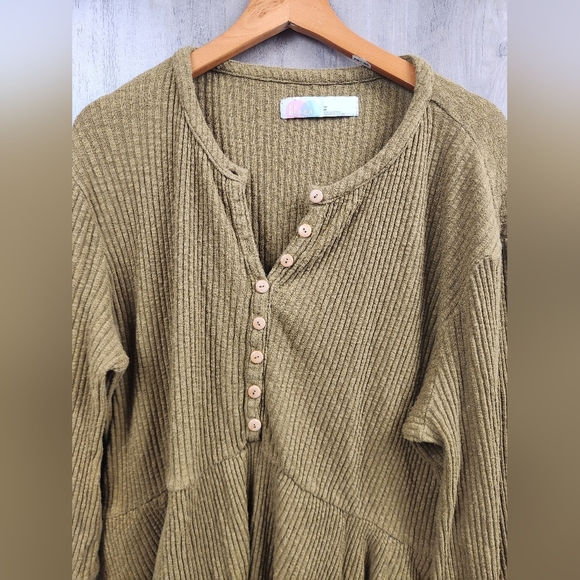 Free People Beach Blossom Button-Up T-Shirt Dress in Mustard Size XS/TP Women's - Picture 6 of 9